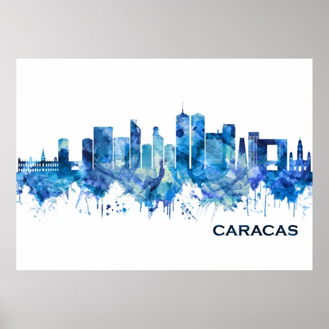 Caracas Venezuela Skyline Blue Poster (Front)