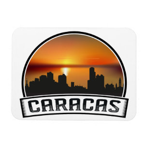 Caracas Venezuela Skyline Sunset Vintage Travel Magnet