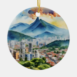 Caracas Venezuela Watercolor Ceramic Ornament