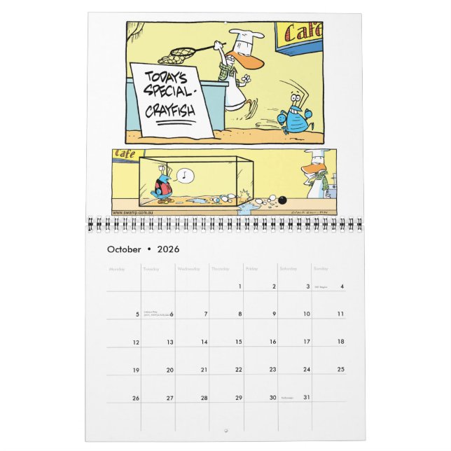 Caractère de dessin de marbre Animaux Calendrier (Oct 2026)
