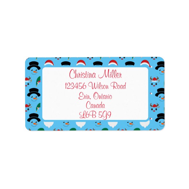 Caractères de Noël Étiquette de adresse (Devant)