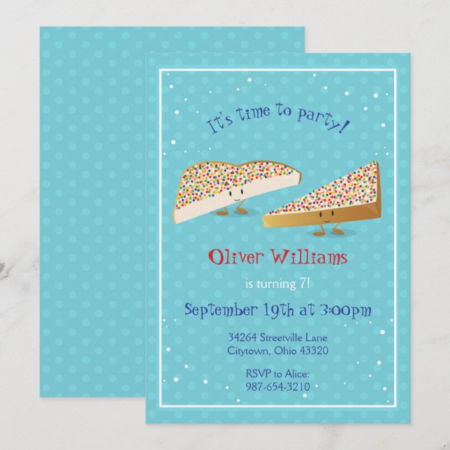 Caractères Fairy Bread | Invitation d'anniversaire (Devant / Derrière)