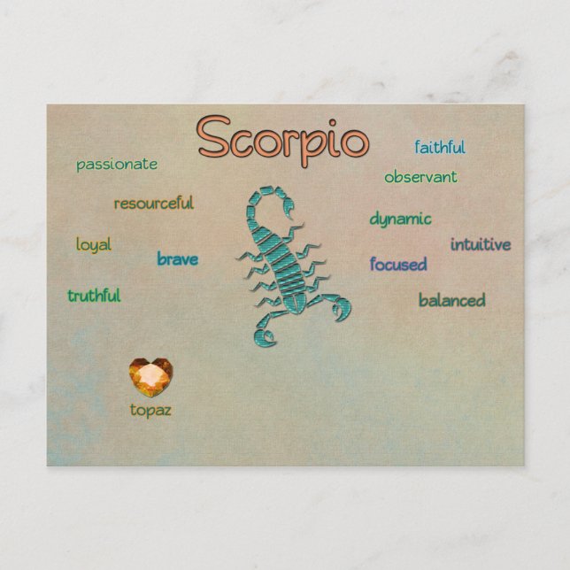 Caractéristiques du zodiaque Scorpio carte postale (Devant)