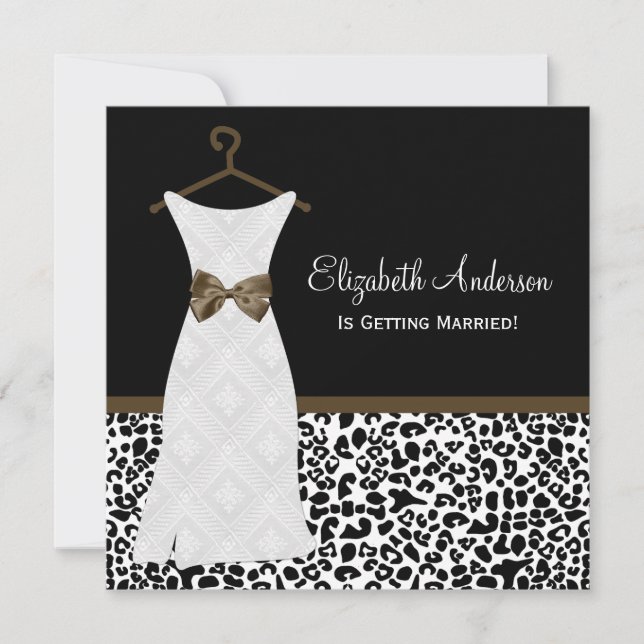 Carafe Brown Gown Leopard PrintBridal Shower Invitation (Front)