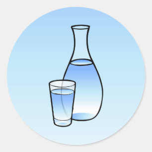 Carafe d'eau classique autocollant rond
