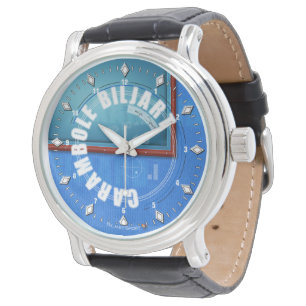 Carambole Biljart Horloge van het Leer Watch