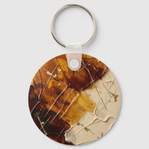 Caramel Amber Resin Gold Leaf Abstract Keychain