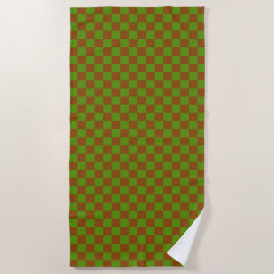 Caramel apple checkered board pattern beach towel