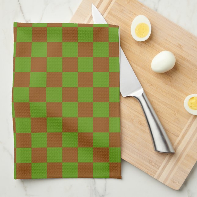 Caramel apple checkered board pattern kitchen towel (Quarter Fold)