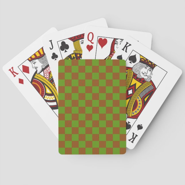 Caramel apple checkered board pattern playing cards (Back)
