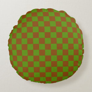 Caramel apple checkered board pattern round pillow