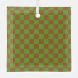 Caramel apple chequered board pattern glass ornament