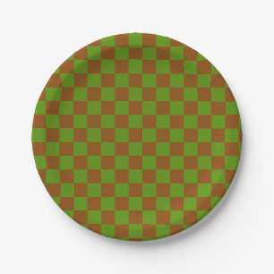 Caramel apple chequered board pattern paper plate