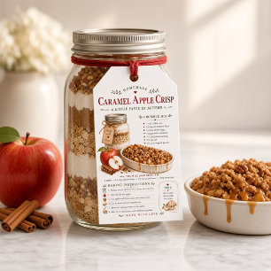 Caramel Apple Crisp Recipe Mason Jar Crumble Mix Gift Tags