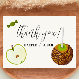 Caramel Apple - Green Baby Shower Thank You Card