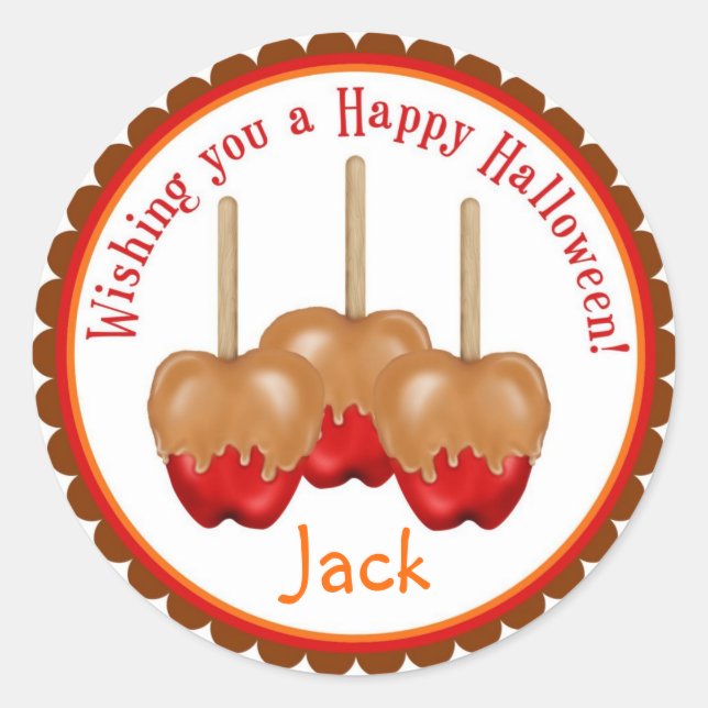 Caramel Apples Halloween Treat Stickers (Front)