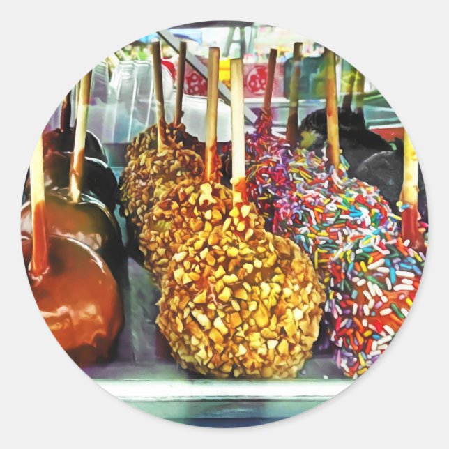 Caramel Apples With Sprinkles and Nuts Classic Round Sticker (Front)