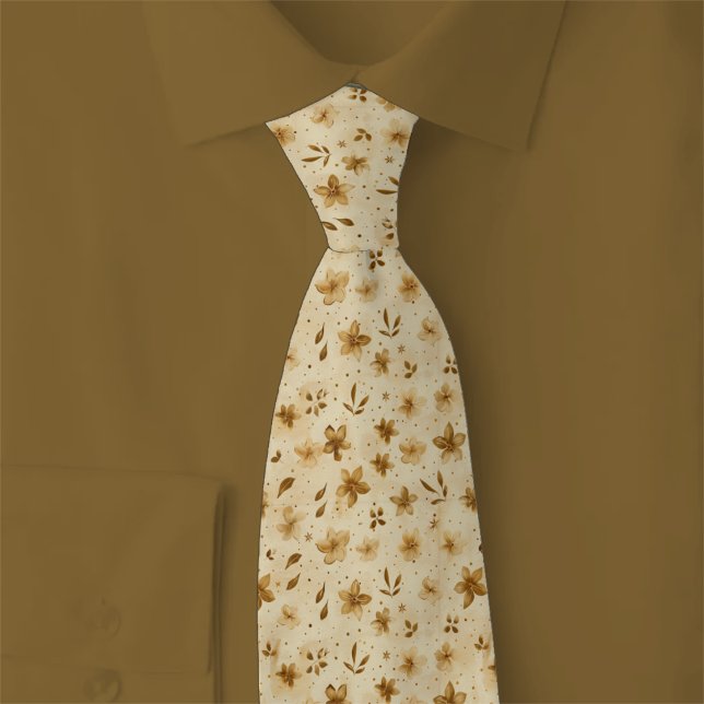 Caramel Autumn Flowers Tie (Creator Uploaded)