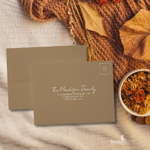 Caramel Beige Muted Thanksgiving RSVP Envelope