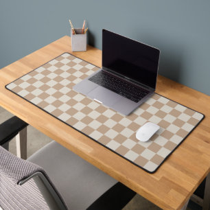 Caramel Brown Chequered Brown Caramel Pattern Desk Mat