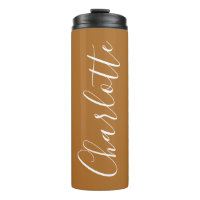 Caramel Brown White Script Personalized Name