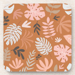 Caramel & Clay Pink Hawaii Tropical Leaves Coaster