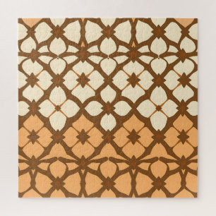 Caramel Cream Moroccan Lattice Pattern Jigsaw Puzzle