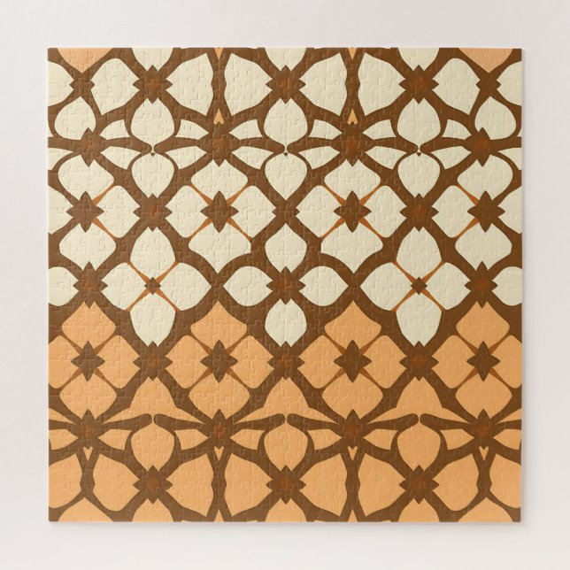 Caramel Cream Moroccan Lattice Pattern Jigsaw Puzzle (Vertical)