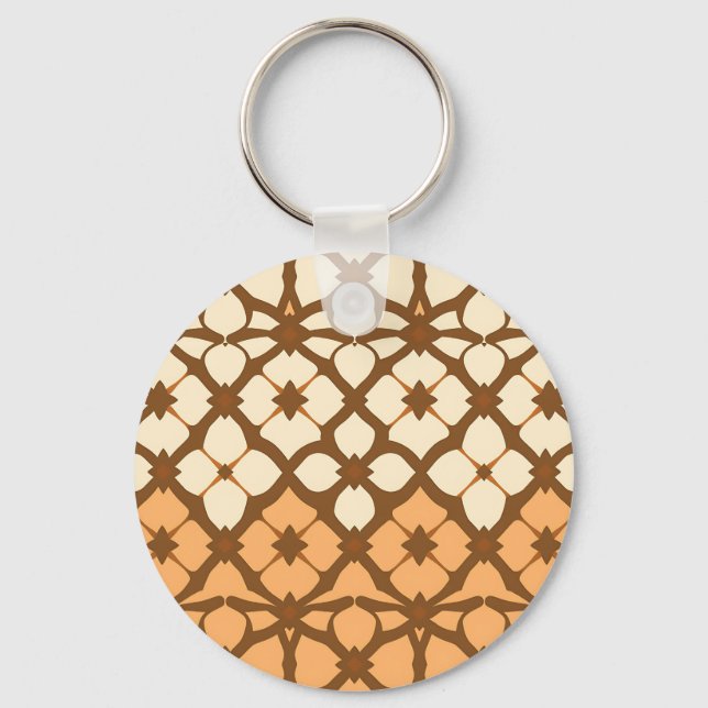 Caramel Cream Moroccan Lattice Pattern Keychain (Front)