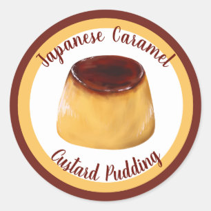 Caramel Custard Pudding Label Stickers
