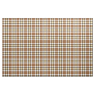Caramel Dark Brown Yellow Tartan Squares Pattern Fabric