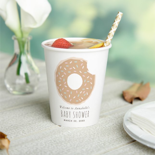 Caramel Doughnut Baby Shower Paper Cups (Insitu)