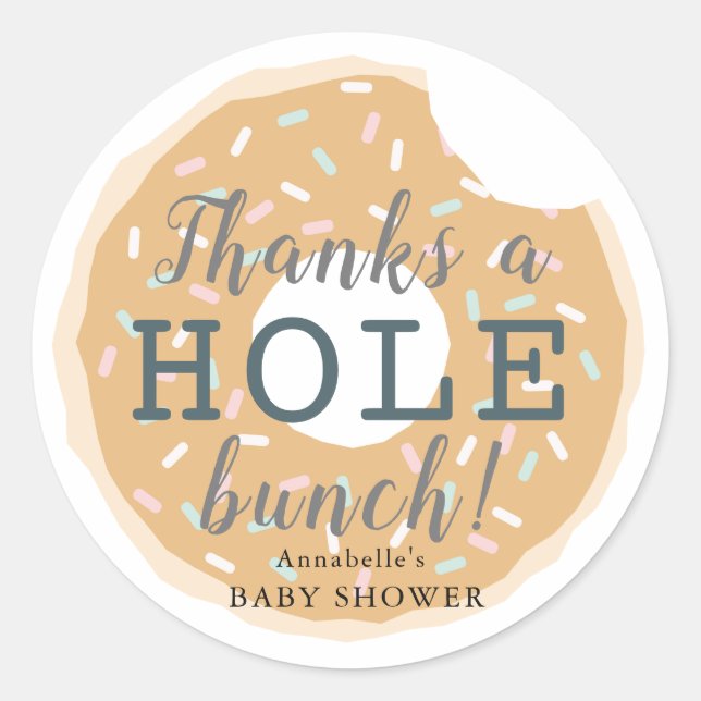 Caramel Doughnut Baby Shower Thank You Sticker (Front)