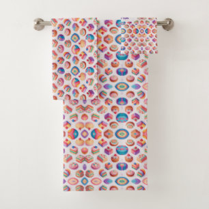 Caramel Floral Colorful Personalized Pattern Bath Towel Set