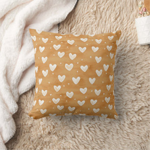 Caramel Hearts Christmas Throw Pillow