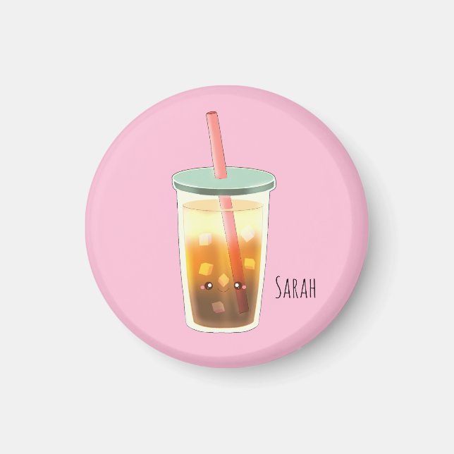 Caramel Iced Coffee With Cream Foam Magnet (Front)