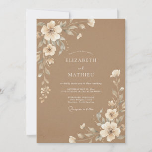Caramel Mellow Rustic Wedding Invitation