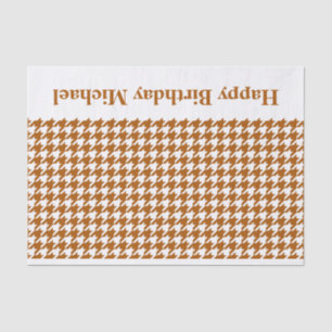 Caramel Modern Houndstooth w/custom message Tissue Paper