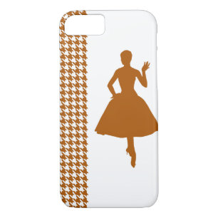 Caramel Modern Houndstooth with fashion Silhouette Case-Mate iPhone Case