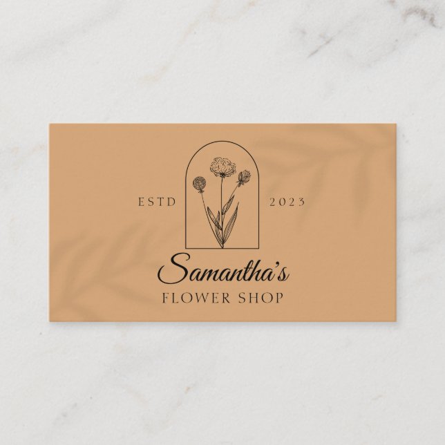 Caramel Plant Window Leaf Shadow Flower Business Card (Front)