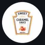 Caramel Sauce Halloween 2024 Costume Family Ketchu Classic Round Sticker<br><div class="desc">Caramel Sauce Halloween 2024 Costume Family Ketchup Mustard _1</div>