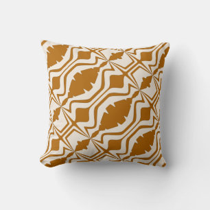 Caramel Tan on Beige Abstract Sound Wave Design Throw Pillow