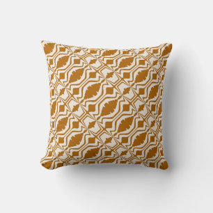 Caramel Tan on Beige Slanted Sound Wave Small Tile Throw Pillow