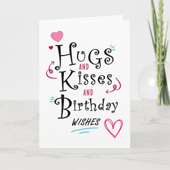 Carangs et baisers et voeux d'anniversaire Carte d (Devant)