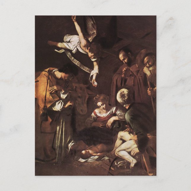 Caravaggio -Nativity with St Francis & St Lawrence Postcard (Front)