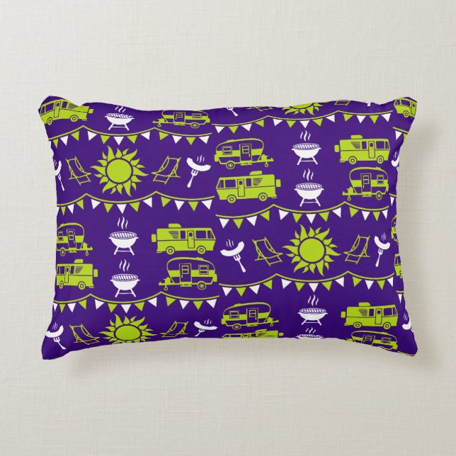 Caravan Camping Decor Accent Pillow (Front)