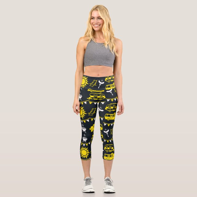 Caravan Camping Decor Capri Leggings (Front)