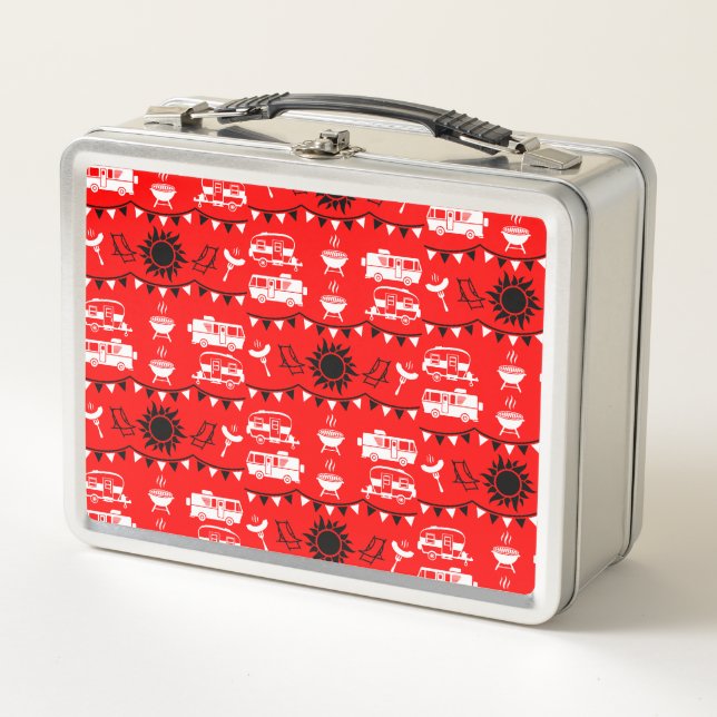 Caravan Camping Decor Metal Lunch Box (Front)