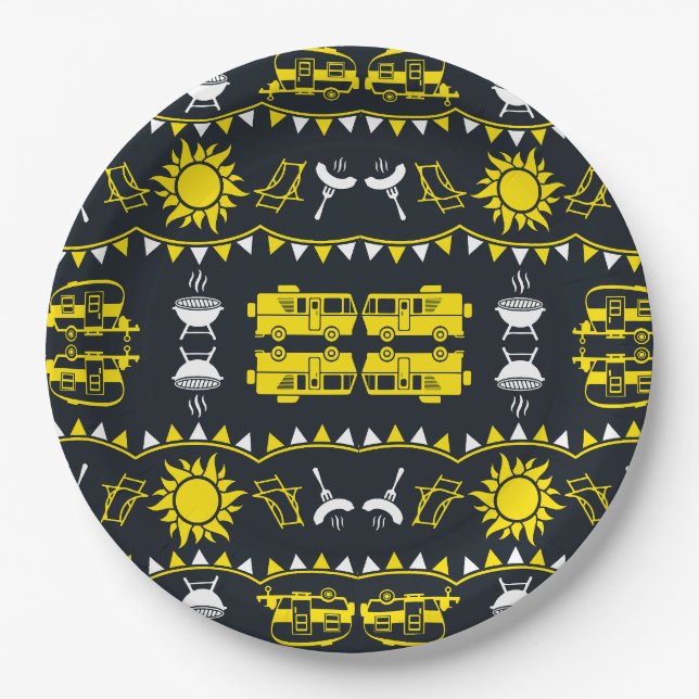 Caravan Camping Decor Paper Plate (Front)