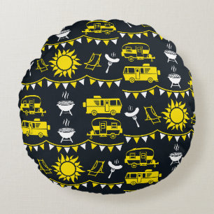 Caravan Camping Decor Round Pillow